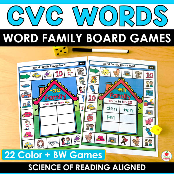 CVC Word Family House Phonics Games