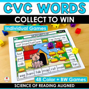 CVC Words Collect to Win Phonics Games