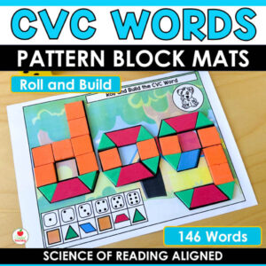 CVC Words Roll and Build Pattern Block Mats Packet