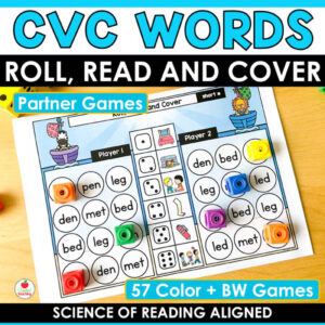 CVC Words Roll Read and Cover Partner Games