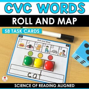 CVC Words Roll and Map Task Cards