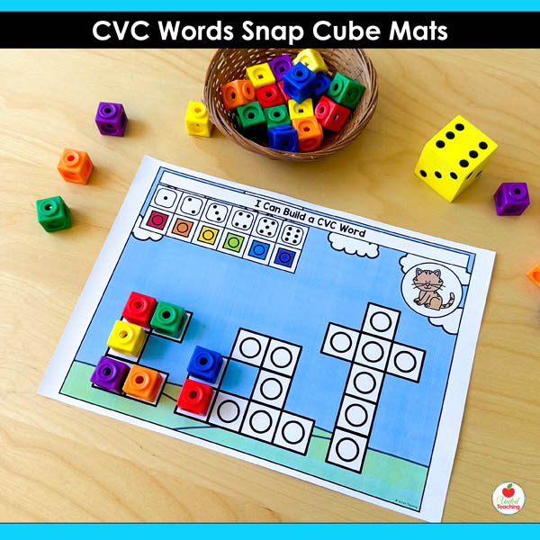 CVC Words Snap Cube Mat for word cat