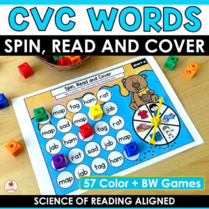 CVC Words Spin Read and Cover Game Mats