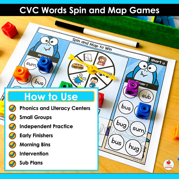 How to use the CVC Words Spin and Map Partner Games