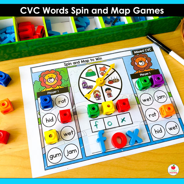 Mixed CVC Words Spin and Map Partner Game