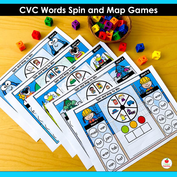 Collection of CVC Words Spin and Map Partner Games