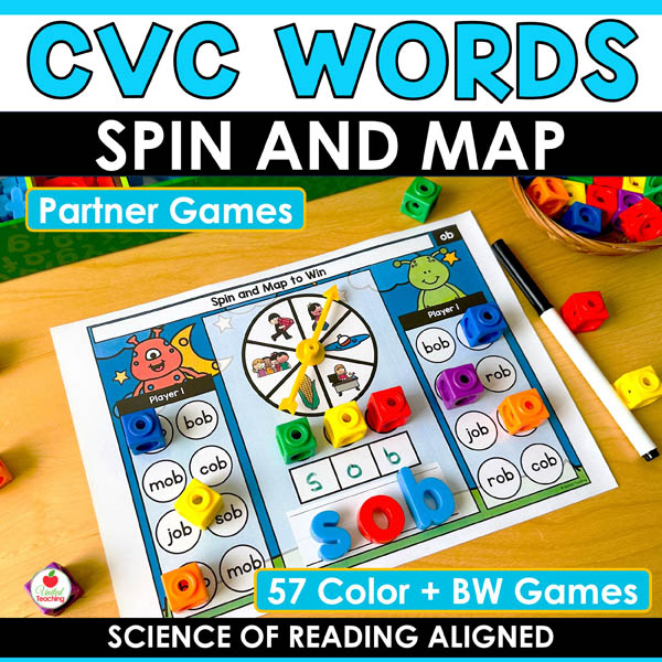 CVC Words Spin and Map Partner Games