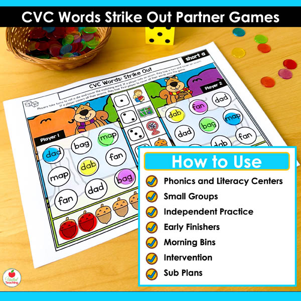 How to use the CVC Words Strike Out Partner Games
