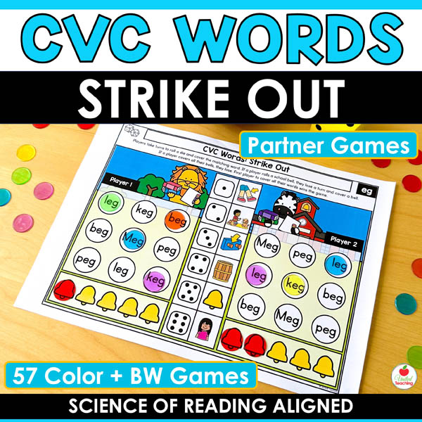 CVC Words Strike Out Partner Games