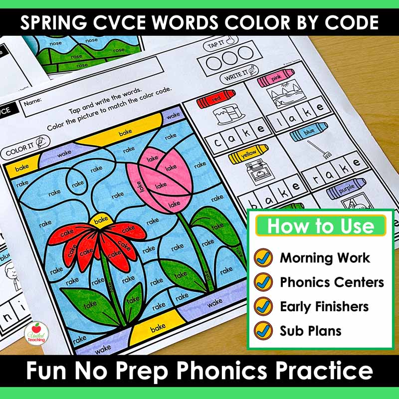 How to use the CVCE Color by Code Spring Worksheets