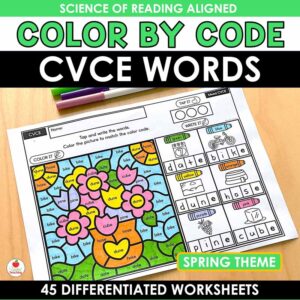CVCE Color by Code Spring Worksheets