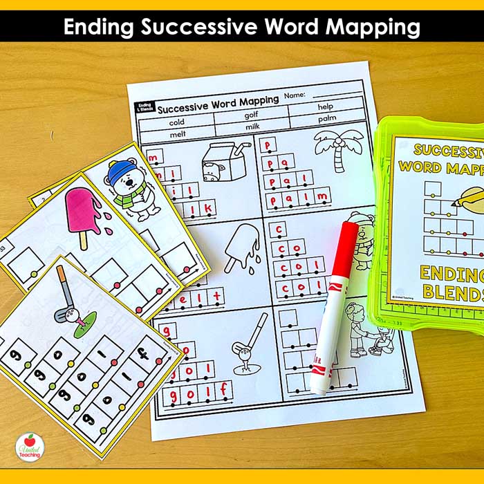 Ending blends successive word mapping activities