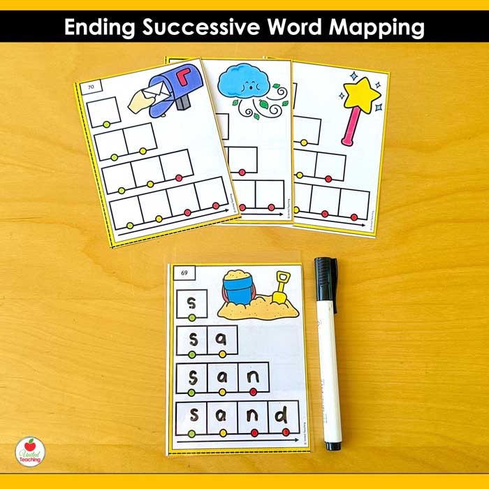 Ending blends task cards for successive word mapping