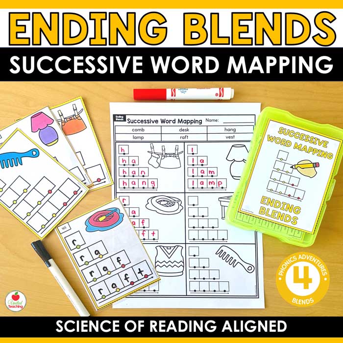 Ending Blends Successive Word Mapping Task Cards and Worksheets