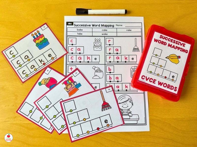 CVCE Task Cards and Worksheet for Successive Word Mapping