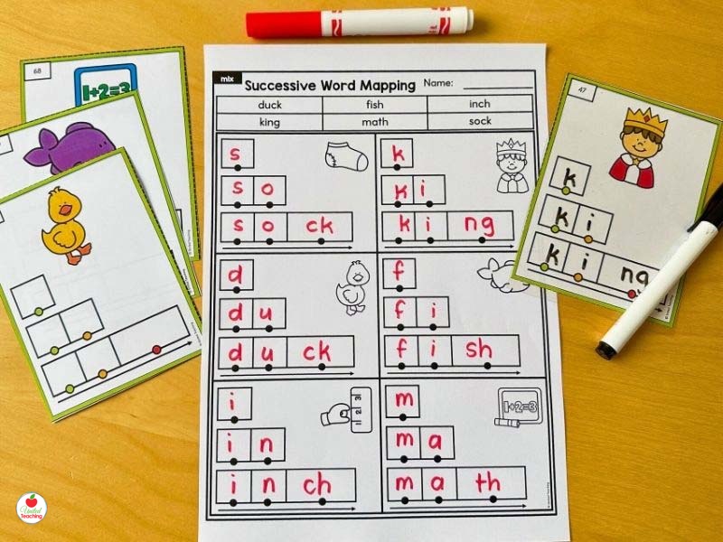 Ending Blends Successive Word Mapping Task Cards and Worksheet
