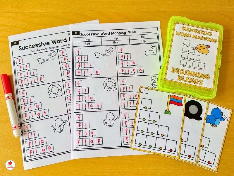 Successive Word Mapping Blends Task Cards and Worksheet
