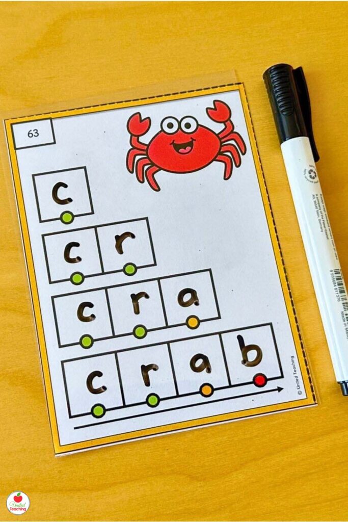 R Blends Successive Word Mapping Task Card
