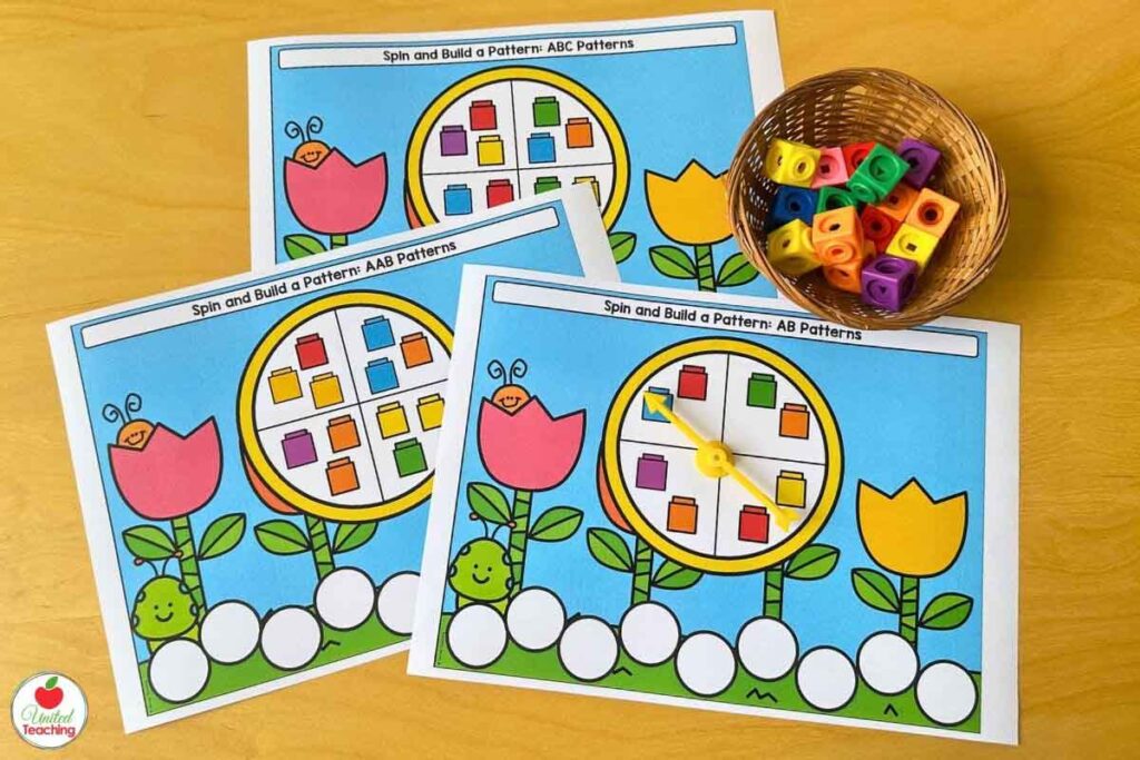 Spin and build a pattern spring math mats