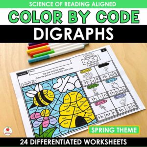 Digraphs Color by Code Spring Worksheets