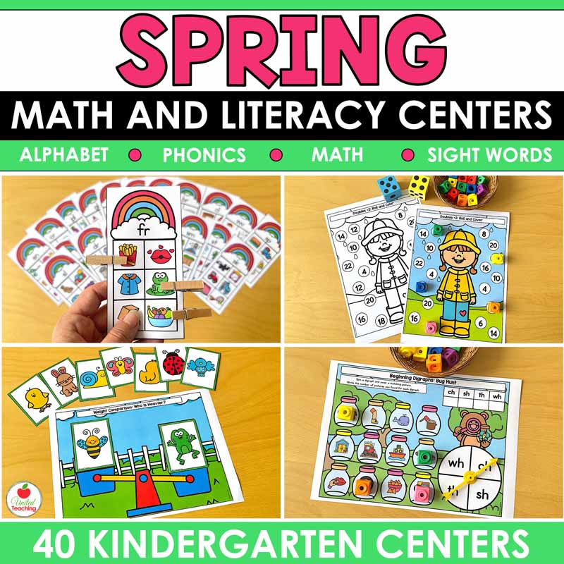 Spring Math and Literacy Centers for Kindergarten Cover