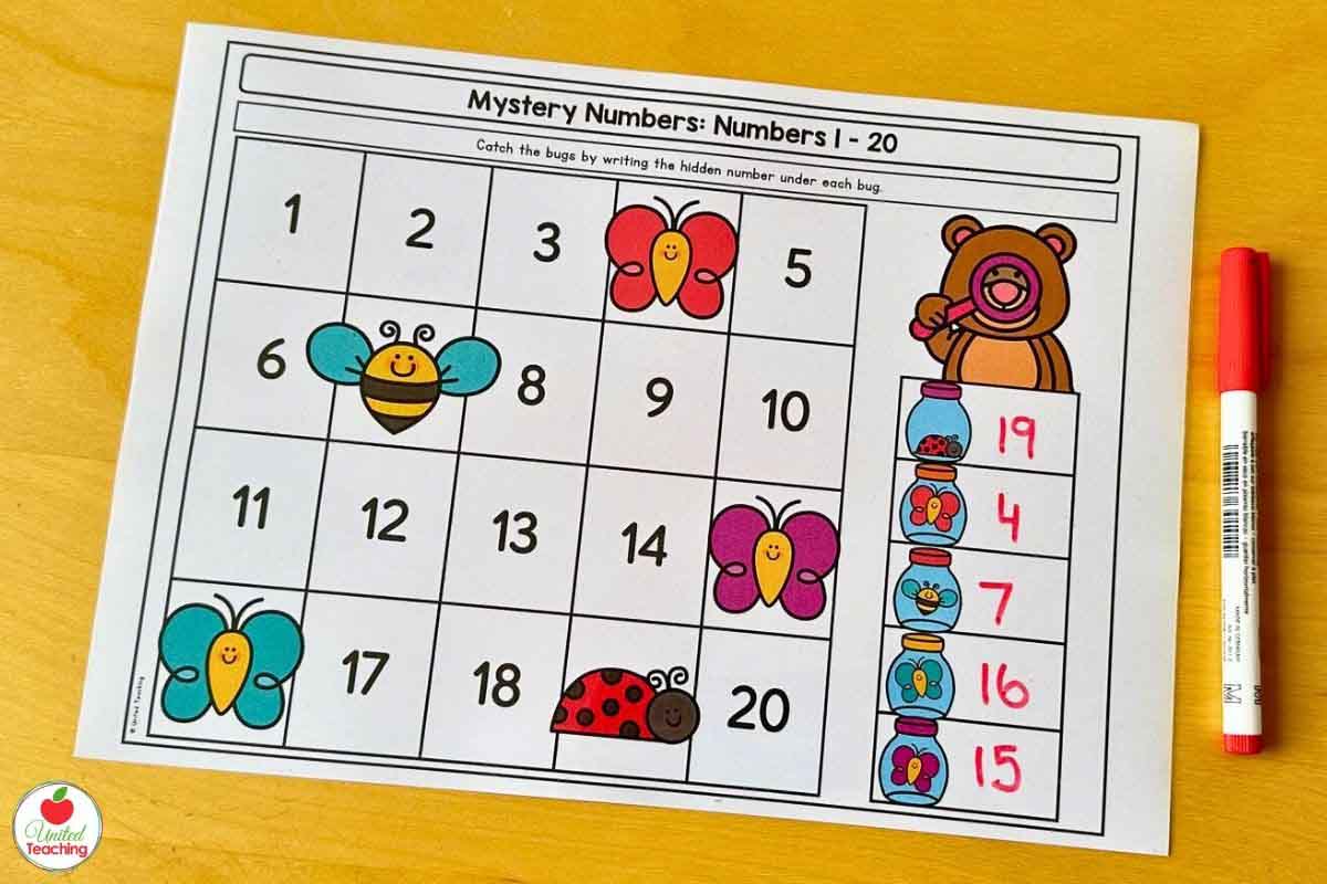 Spring mystery numbers mat 1 to 20