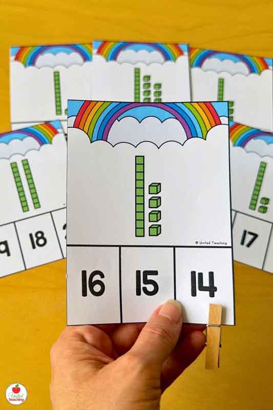 Spring tens and ones math clip cards