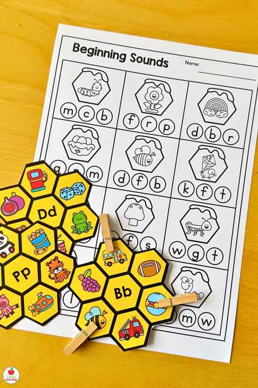 Spring beginning sound clip cards and worksheet