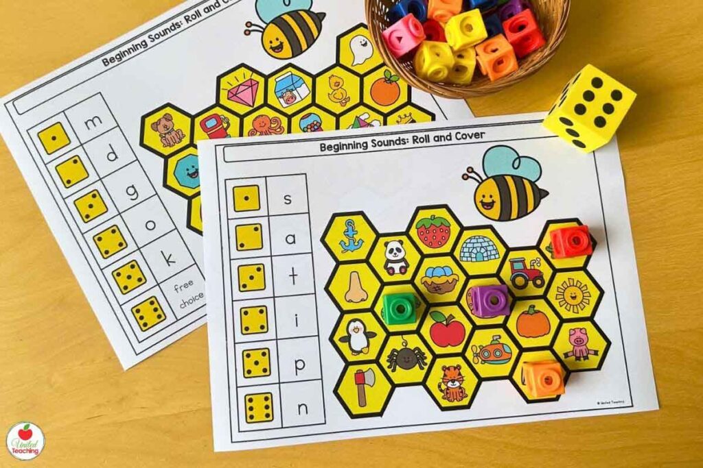 Spring Beginning Sounds Roll and Cover Games