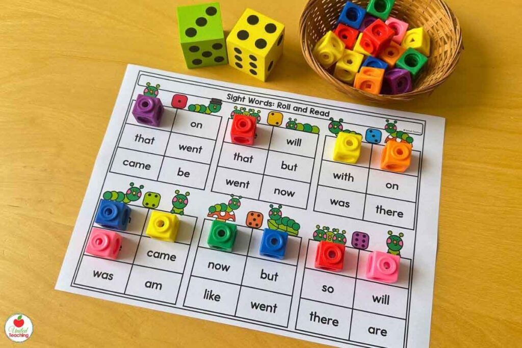 spring primer sight words roll read and cover game