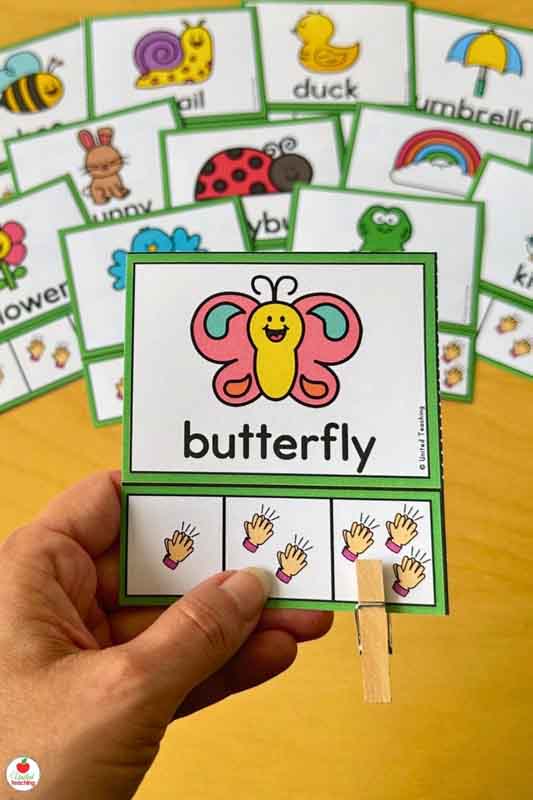 Clap the syllables spring clip card