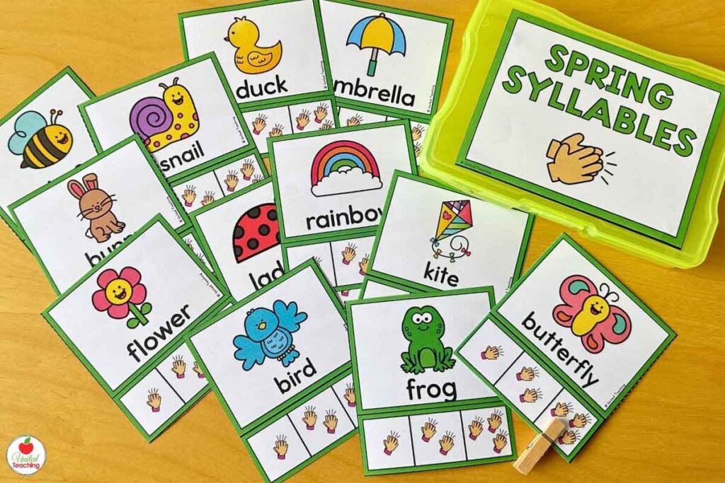 Spring syllable clip cards