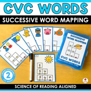 CVC Words Successive Word Mapping Task Cards and Worksheets
