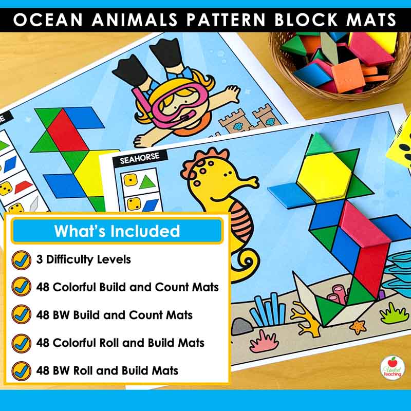 Ocean animals pattern block mats
