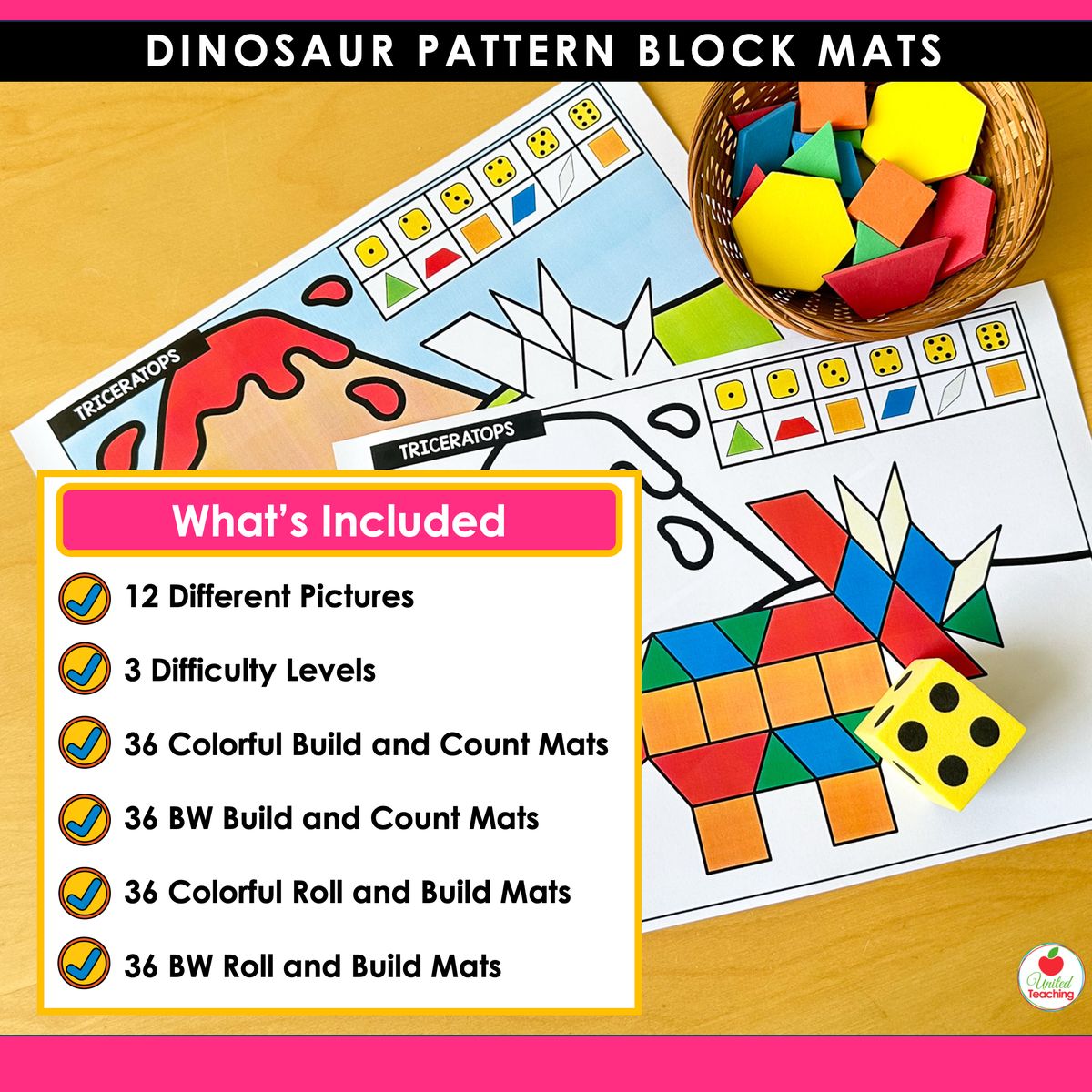 dinosaur pattern block mats