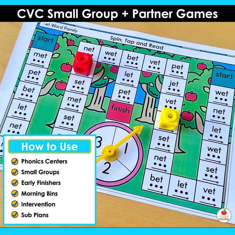 How to use the CVC Words Small Group and Partner Games Bundle