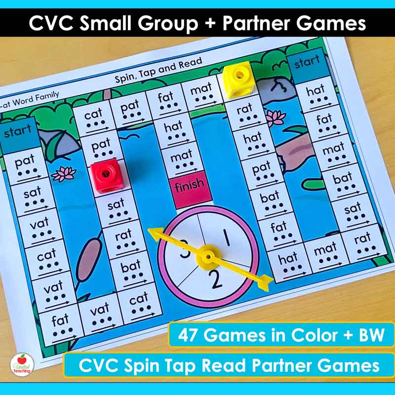 CVC Words Spin Tap Read Partner Game