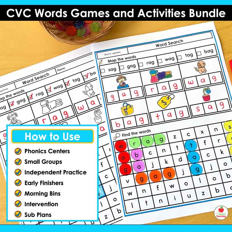 How to use the CVC Words Games and Activities Bundle