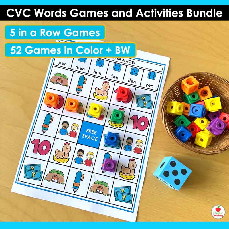 CVC Words 5 in a Row Games