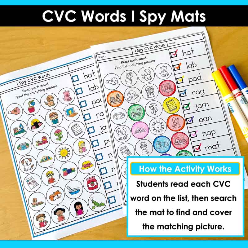 How the I Spy CVC Words Mats work