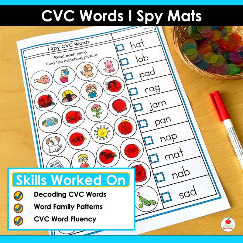 Skills worked on by the I Spy CVC Words Mats