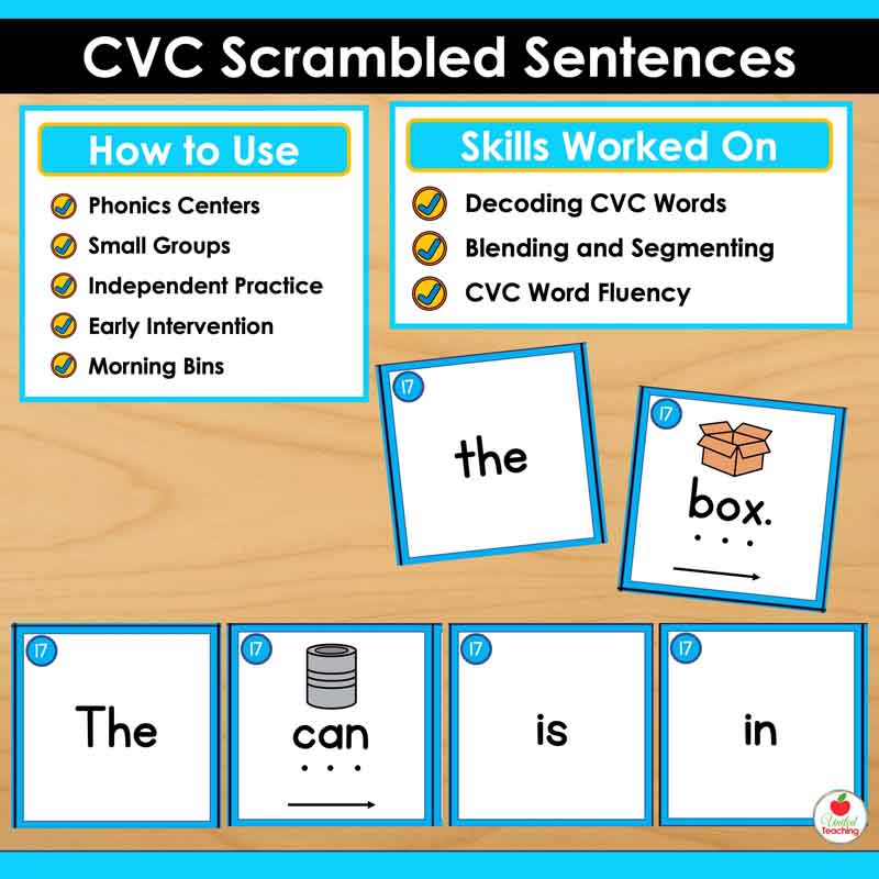 CVC Words Scrambled Sentences Center