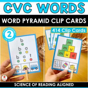 CVC Word Pyramid Clip Cards