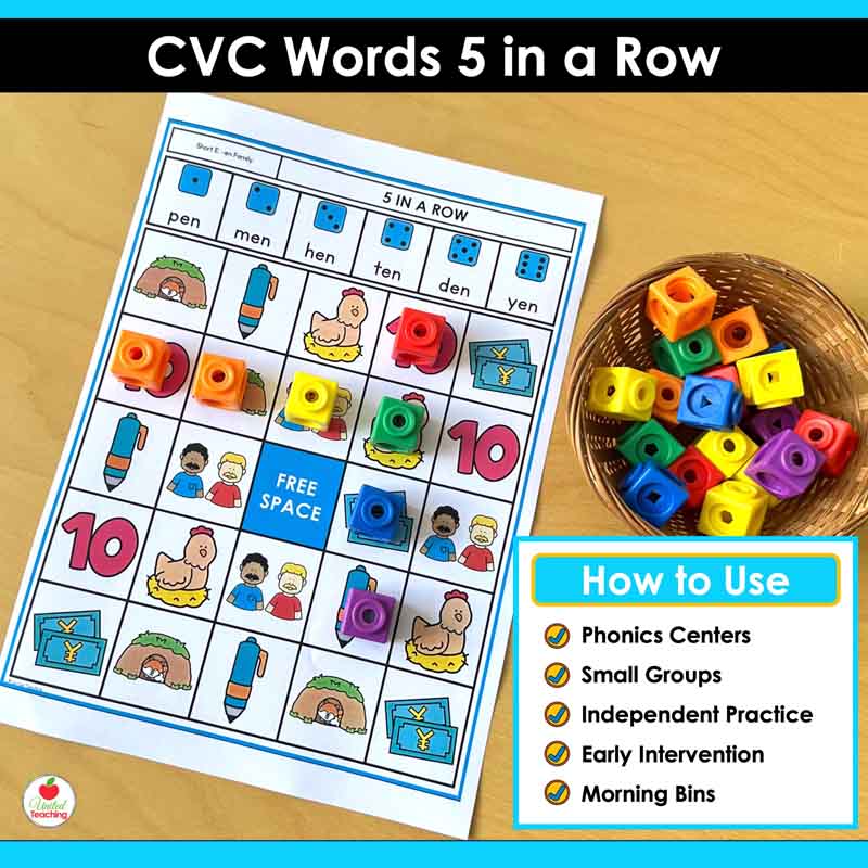 How to use the CVC Words 5 in a Row Games