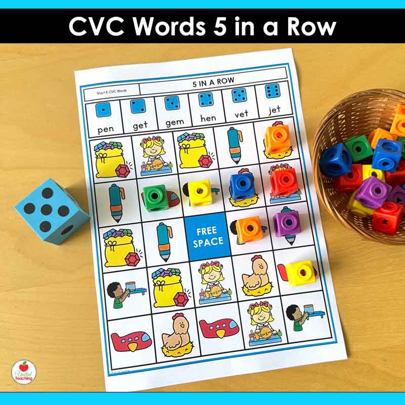 CVC Words 5 in a Row Game