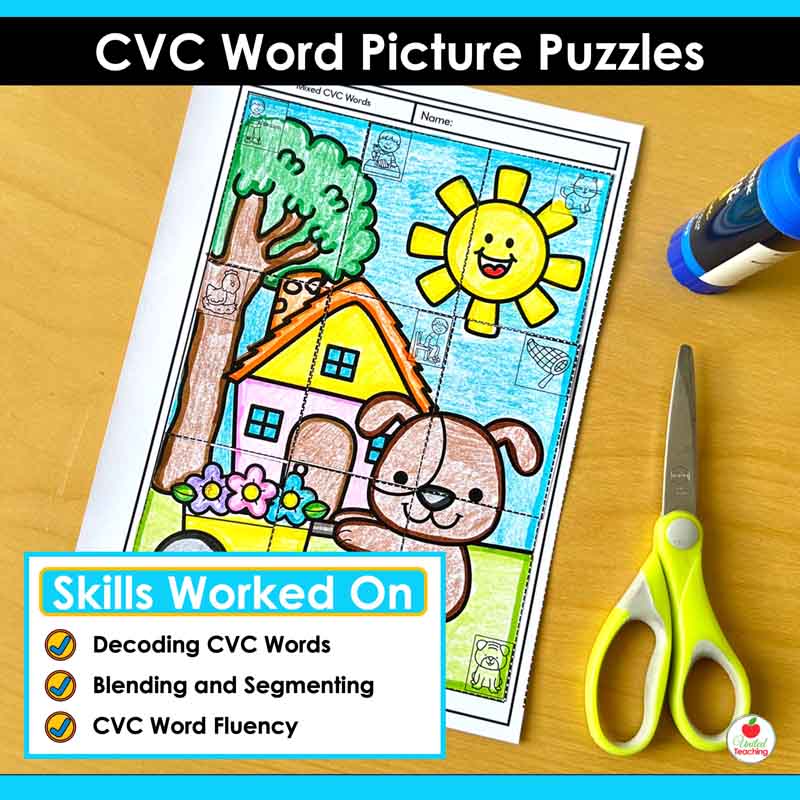 Skills worked on by the CVC Words Picture Puzzles