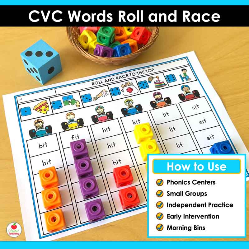 How to use the CVC Words Roll and Race to the Top Games