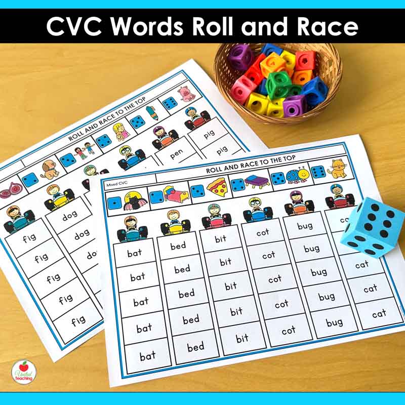 CVC Words Roll and Race to the Top Games