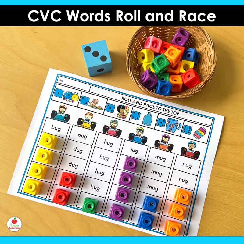 CVC Words Roll and Race to the Top Game