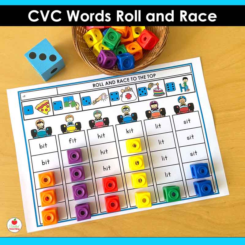 CVC Words Roll and Race to the Top Game